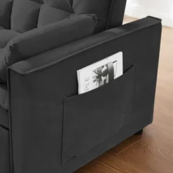 3 In 1 Convertible Sleeper Sofa Bed, Modern Velvet Loveseat Futon Sofa Couch W/Pullout Bed,Small Love Seat Lounge Sofa W/Reclining Backrest -Baxton Studio Shop GUEST 0b6d8fc4 a268 4c03 b717 859ee5d9ce58