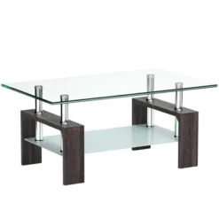 Costway Rectangle Glass Coffee Table Metal Legs End Table Livingroom WhiteBlackCoffeeNature -Baxton Studio Shop GUEST 0b82d9df bf2a 456f 98f2 e91a92d0bd1b