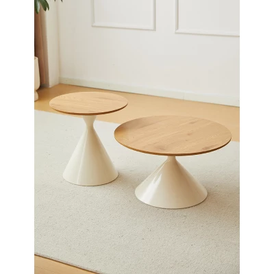 Round Coffee Table Set Of 2, Stacking End Table For Living Room Bedroom Balcony, Small Bedside Cupboard W/Base, Minimalist Circle Coffee Side Table 2 Round Coffee Table Set Of 2, Stacking End Table For Living Room Bedroom Balcony, Small Bedside Cupboard W/Base, Minimalist Circle Coffee Side Table - Image 2