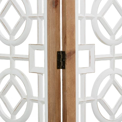Farmhouse Wood Patterned Room Divider Screen White - Olivia & May 5 Farmhouse Wood Patterned Room Divider Screen White - Olivia & May - Image 5