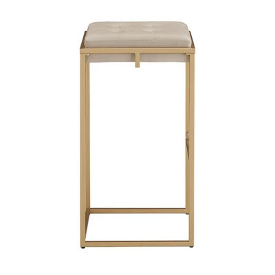 29" Set Of 2 Ervyn Gold Finish Velvet Button Tufted Bar Height Chairs - Inspire Q 4 29" Set Of 2 Ervyn Gold Finish Velvet Button Tufted Bar Height Chairs - Inspire Q - Image 4