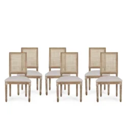 Christopher Knight Home Brownell French Country Wood And Cane Upholstered Dining Chairs (Set Of 6) -Baxton Studio Shop GUEST 0c69ee2e 6693 4a9c a147 98fa39fffb49