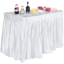 Costway 4 Foot Party Ice Folding Table Plastic With Matching Skirt White -Baxton Studio Shop GUEST 0c8b6348 62a4 4d99 b265 8b3d23219ed4