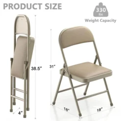 SUGIFT 4-Pack Heavy Duty Metal Folding Chairs With Padded Seat & Back, Portable For Indoor/Outdoor Events, Office, Wedding, Party, Beige, 330 Lbs -Baxton Studio Shop GUEST 0cace824 a35c 46ba 9d9d 889761cdb691
