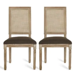 Christopher Knight Home Brownell French Country Fabric Upholstered Wood And Cane Dining Chairs (Set Of 2) -Baxton Studio Shop GUEST 0cb0520c 4f77 4b74 bc72 2bef1064a8ad