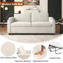72.8"W Loveseat Sleeper Sofa Bed With Full Size Mattress, USB Ports, Cup Holders, And A Phone Holder For Living Room -ModernLuxe 18 72.8"W Loveseat Sleeper Sofa Bed With Full Size Mattress, USB Ports, Cup Holders, And A Phone Holder For Living Room -ModernLuxe -Baxton Studio Shop GUEST 0cb44d25 889a 4ffc 8a6e 5a5dee0c59a0