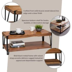 Alaterre Furniture Ryegate Live Edge Solid Wood Coffee Table Metal And Wood -Baxton Studio Shop GUEST 0ce8d67b 4b22 427c ba3b 43f6efcd920f