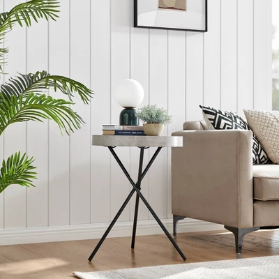 17.6" Round 3 Legged Industrial Style Side Table Cement - Danya B. 5 17.6" Round 3 Legged Industrial Style Side Table Cement - Danya B. - Image 5