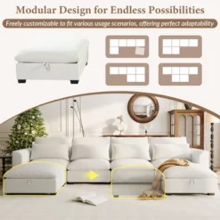 Modular Sofa With 2 Storage Ottomans, U-shaped Sofa Couch, Freely Transformable, Beige/Gray/Blue-ModernLuxe 20 Modular Sofa With 2 Storage Ottomans, U-shaped Sofa Couch, Freely Transformable, Beige/Gray/Blue-ModernLuxe -Baxton Studio Shop GUEST 0d5db5e1 85f9 4a21 bf88 f86d13d0ca0c