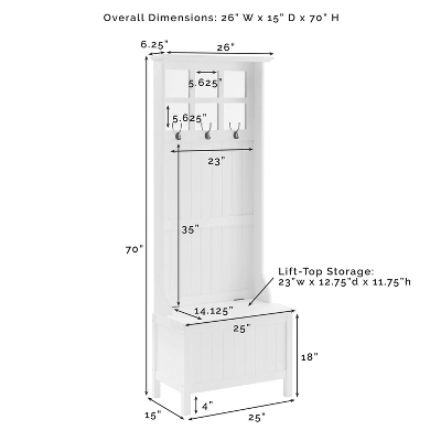 Plymouth Hall Tree White - Crosley 12 Plymouth Hall Tree White - Crosley - Image 12