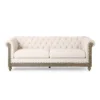 79"W 3-Seat Sofa Couch, Retro Wooden Upholstered Tufted Sofa -Christopher Knight Home