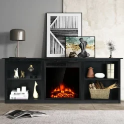 Costway 70'' 2-Tier TV Fireplace Stand W/22.5'' Electric Fireplace Up To 75'' -Baxton Studio Shop GUEST 0d99aa3a 4e4f 4acf 8497 2a900f8e47ef