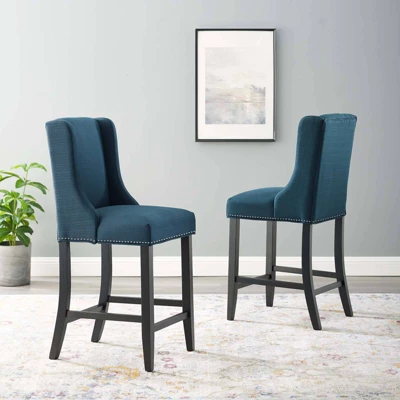 Set Of 2 Baron Counter Height Barstool Upholstered Fabric - Modway 6 Set Of 2 Baron Counter Height Barstool Upholstered Fabric - Modway - Image 6