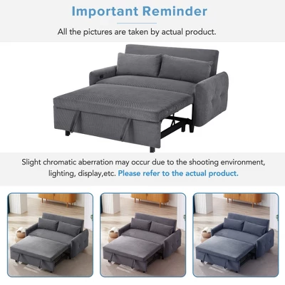 TiramisuBest 57.48" Pull-out Sofa Bed Convertible Couch 2 Seat Loveseat Sofa Modern Sleeper Sofa With 2 Throw Pillows And USB Ports 8 TiramisuBest 57.48" Pull-out Sofa Bed Convertible Couch 2 Seat Loveseat Sofa Modern Sleeper Sofa With 2 Throw Pillows And USB Ports - Image 8