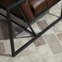 HOMCOM Mid-Century Modern Accent Chair Faux Leather Sofa Button Tufted Armchair With Metal Frame, Brown -Baxton Studio Shop GUEST 0e797602 a531 4c8d 894d e67a1a11340e