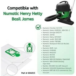 Nispira 604015 Vacuum Cleaner Microfibre Poly Dust Bags For Henry Numatic Hetty Basil James, 6 Packs