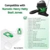 Nispira 604015 Vacuum Cleaner Microfibre Poly Dust Bags For Henry Numatic Hetty Basil James, 12 Packs