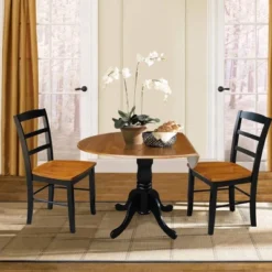 Set Of 3 42" Dual Table With 2 Madrid Chairs Dining Sets Black/Red - International Concepts -Baxton Studio Shop GUEST 0f2a6f46 5848 4f6d 8476 1ddd5b31aa0f