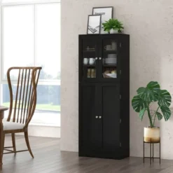 Costway Tall Storage Cabinet Kitchen Pantry Cupboard With Tempered Glass Doors & Shelves Black/White 13 Costway Tall Storage Cabinet Kitchen Pantry Cupboard With Tempered Glass Doors & Shelves Black/White -Baxton Studio Shop GUEST 0f2b0e04 70ef 4a49 8252 a77e16e88082