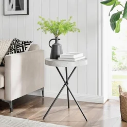 17.6" Round 3 Legged Industrial Style Side Table Cement - Danya B. 22 17.6" Round 3 Legged Industrial Style Side Table Cement - Danya B. -Baxton Studio Shop GUEST 0f622ee1 5123 47fa 8c3b c747b19527e6