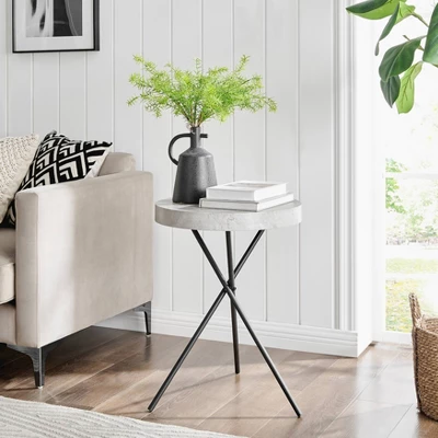 17.6" Round 3 Legged Industrial Style Side Table Cement - Danya B. 4 17.6" Round 3 Legged Industrial Style Side Table Cement - Danya B. - Image 4