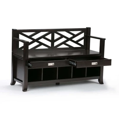 48" Lancaster Solid Wood Entryway Storage Bench With Drawers And Cubbies Espresso Brown - WyndenHall 2 48" Lancaster Solid Wood Entryway Storage Bench With Drawers And Cubbies Espresso Brown - WyndenHall - Image 2