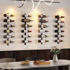 Itopfox 12 Bottle Wall-Mounted Wine Rack, Detachable Storage Organizer Used As One Or Four, DIY Wall Hanging Bottle Holder For Dining Room, Bar -Baxton Studio Shop GUEST 0f667407 c23e 4003 a977 36cc8e0c2ac7