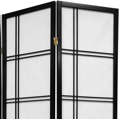 6 Ft. Tall Double Cross Shoji Screen - Black (5 Panels) 2 6 Ft. Tall Double Cross Shoji Screen - Black (5 Panels) - Image 2