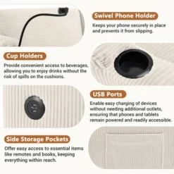 72.8"W Loveseat Sleeper Sofa Bed With Full Size Mattress, USB Ports, Cup Holders, And A Phone Holder For Living Room -ModernLuxe 17 72.8"W Loveseat Sleeper Sofa Bed With Full Size Mattress, USB Ports, Cup Holders, And A Phone Holder For Living Room -ModernLuxe -Baxton Studio Shop GUEST 10069f0e 9ecb 4bc3 ad80 bbcaccac8181