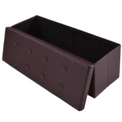 Costway 45''x15''x15'' Large Folding Storage Faux Leather Ottoman Pouffe Box Stool Brown -Baxton Studio Shop GUEST 101f947c 5364 442b 9073 e4334ce93adc