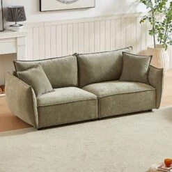 NicBex Couches For Living Room 68.1" Triple Sectional Sofa With 2 Pillows Padded Seat And Back And Armrests For Apartment, Light Green