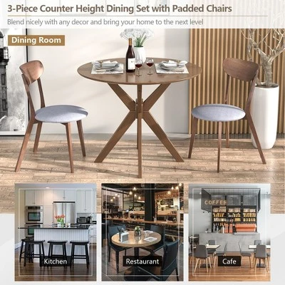Costway 3 PCS Dining Table Set Modern Round Kitchen Table And Chairs Set For Dining Room 4 Costway 3 PCS Dining Table Set Modern Round Kitchen Table And Chairs Set For Dining Room - Image 4