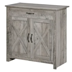 HOMCOM 32" Farmhouse Barn Door Style Sideboard, Buffet Cabinet, Coffee Bar For Kitchen, Living Room Or Entryway, Gray Wash -Baxton Studio Shop GUEST 10743f11 2829 4b74 8dac 4c720593237b