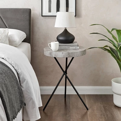 17.6" Round 3 Legged Industrial Style Side Table Cement - Danya B. 10 17.6" Round 3 Legged Industrial Style Side Table Cement - Danya B. - Image 10