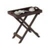 Hastings Home Folding Side Table With Removable Tray Top - Brown
