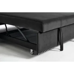 55" 3-in-1 Convertible Velvet Loveseat Sofa Bed With Adjustable Backrest, 2 Pillows, Side Storage Pocket, Space-Saving Design, Ideal For Living Room -Baxton Studio Shop GUEST 10a49cc8 9921 4a52 98d6 2be11bd7a04f