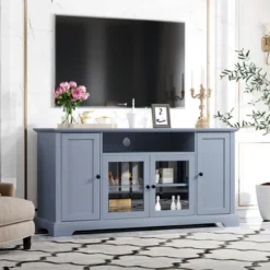 TV Stand For TV Up To 65in With 2 Tempered Glass Doors, Adjustable Panels Open Style Cabinet, Sideboard-ModernLuxe -Baxton Studio Shop GUEST 10d3065a 02be 452d b2fe 5d81f1f5d322