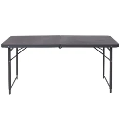Flash Furniture 4-Foot Height Adjustable Bi-Fold Dark Gray Plastic Folding Table With Carrying Handle -Baxton Studio Shop GUEST 10e14220 3526 41b8 9ee9 30cf35e7744b