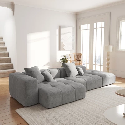 WJShome 119" Cloud Couch Modular Sectional Sofa With Ottoman,Linen Deep Seat With Pillows Convertible Sofafor Living Room, Bedroom And Apartment, 13 WJShome 119" Cloud Couch Modular Sectional Sofa With Ottoman,Linen Deep Seat With Pillows Convertible Sofafor Living Room, Bedroom And Apartment, - Image 13