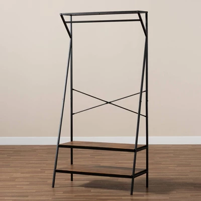 Laima Distressed Wood And Metal Finished Entryway Coat Hanger Brown/Black - Baxton Studio 6 Laima Distressed Wood And Metal Finished Entryway Coat Hanger Brown/Black - Baxton Studio - Image 6