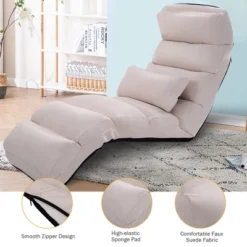 Costway Folding Lazy Sofa Chair Stylish Sofa Couch Beds Lounge Chair W/Pillow Beige New -Baxton Studio Shop GUEST 1111bdcd a366 4d42 9af0 1c24737770ec
