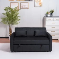 82" Velvet Sleeper Sofa Bed With Adjustable Backrest, Pull-Out Bed, Storage Pockets, And 2 Pillows For Living Room 22 82" Velvet Sleeper Sofa Bed With Adjustable Backrest, Pull-Out Bed, Storage Pockets, And 2 Pillows For Living Room -Baxton Studio Shop GUEST 11451b93 a2c5 4da0 829e b4a548ff728f