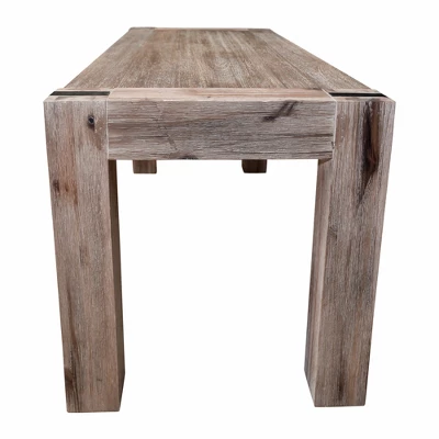 40" Woodstock Acacia Wood With Metal Inset Wide Bench Brushed Driftwood - Alaterre Furniture 4 40" Woodstock Acacia Wood With Metal Inset Wide Bench Brushed Driftwood - Alaterre Furniture - Image 4
