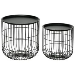 HOMCOM Nesting Tables, Round Coffee Table Set Of 2 With Steel Wired Basket Body And Removable Top, Stacking Tables For Living Room, Black 7 HOMCOM Nesting Tables, Round Coffee Table Set Of 2 With Steel Wired Basket Body And Removable Top, Stacking Tables For Living Room, Black -Baxton Studio Shop GUEST 1172bf2c b2af 42af 8e2f 321b7913b0e1
