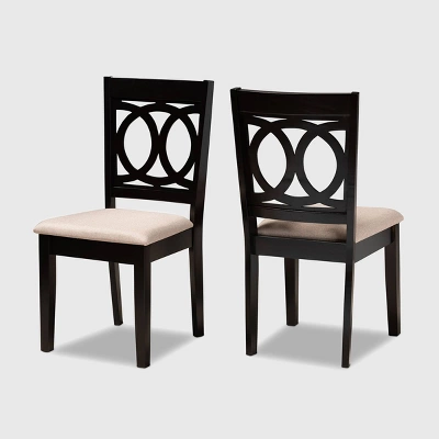 2pc Lenoir Upholstered Wood Dining Chair Set - Baxton Studio 7 2pc Lenoir Upholstered Wood Dining Chair Set - Baxton Studio - Image 7