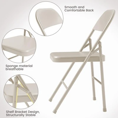 Whizmax 2-Pack Folding Chairs, 350lb Capacity Metal Frame, Portable Black Foldable Chairs For Indoor/Outdoor, Dining/Living Room & Office 3 Whizmax 2-Pack Folding Chairs, 350lb Capacity Metal Frame, Portable Black Foldable Chairs For Indoor/Outdoor, Dining/Living Room & Office - Image 3