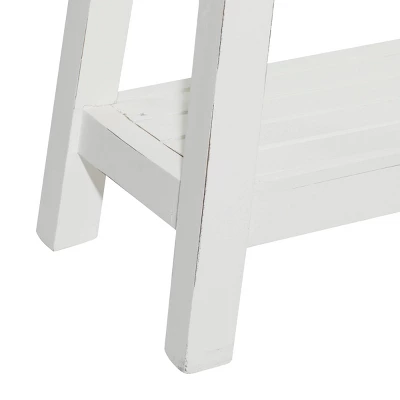 Farmhouse Solid Wood Bench White - Olivia & May 3 Farmhouse Solid Wood Bench White - Olivia & May - Image 3