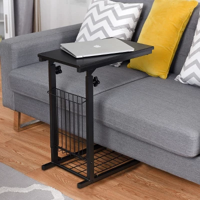 Costway Height Adjustable Sofa Side Table Snack End Slide Under Table Rolling Casters 1 Costway Height Adjustable Sofa Side Table Snack End Slide Under Table Rolling Casters
