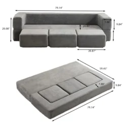 MYINDA Modular Convertible Sofa With 3 Modules - Foam Sleeper, Chenille Floor Sofa For Studio Apartments And Home Offices -Baxton Studio Shop GUEST 11ebb8f6 2fe8 42ab 9f9c 54c37625b4a9
