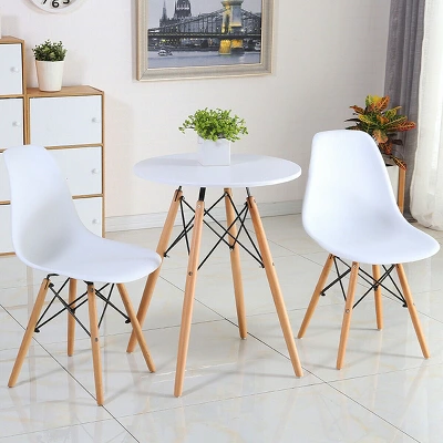 Costway Set Of 2 Mid Century Modern Style Dining Side Chair Wood Leg White 5 Costway Set Of 2 Mid Century Modern Style Dining Side Chair Wood Leg White - Image 5
